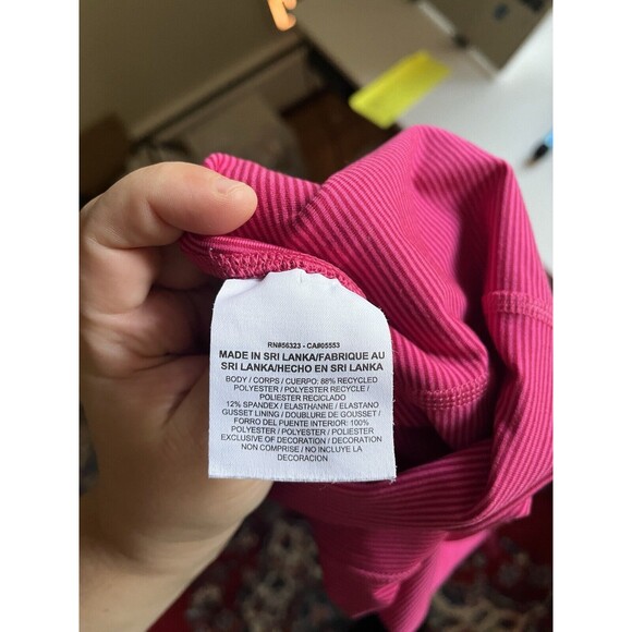 Women’s Nike DRI-FIT Leggings Pink  Cropped Striped Print  Size Small S - Picture 5 of 6